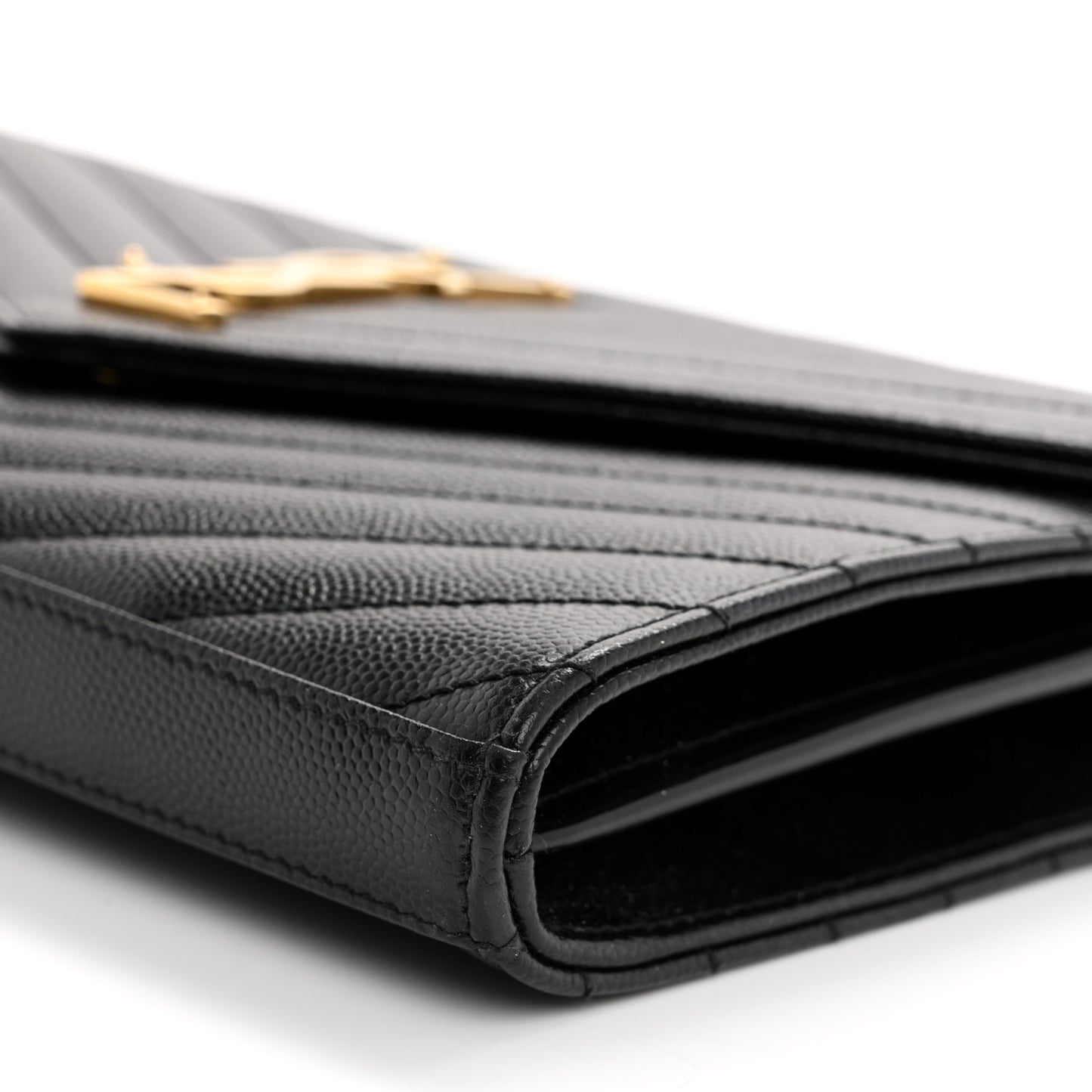 Grain De Poudre Matelasse Chevron Monogram Chain Wallet Black
