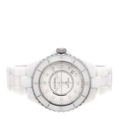 Chanel Stainless Steel Ceramic Diamond 38mm J12 Automatic Watch White 2 of 5