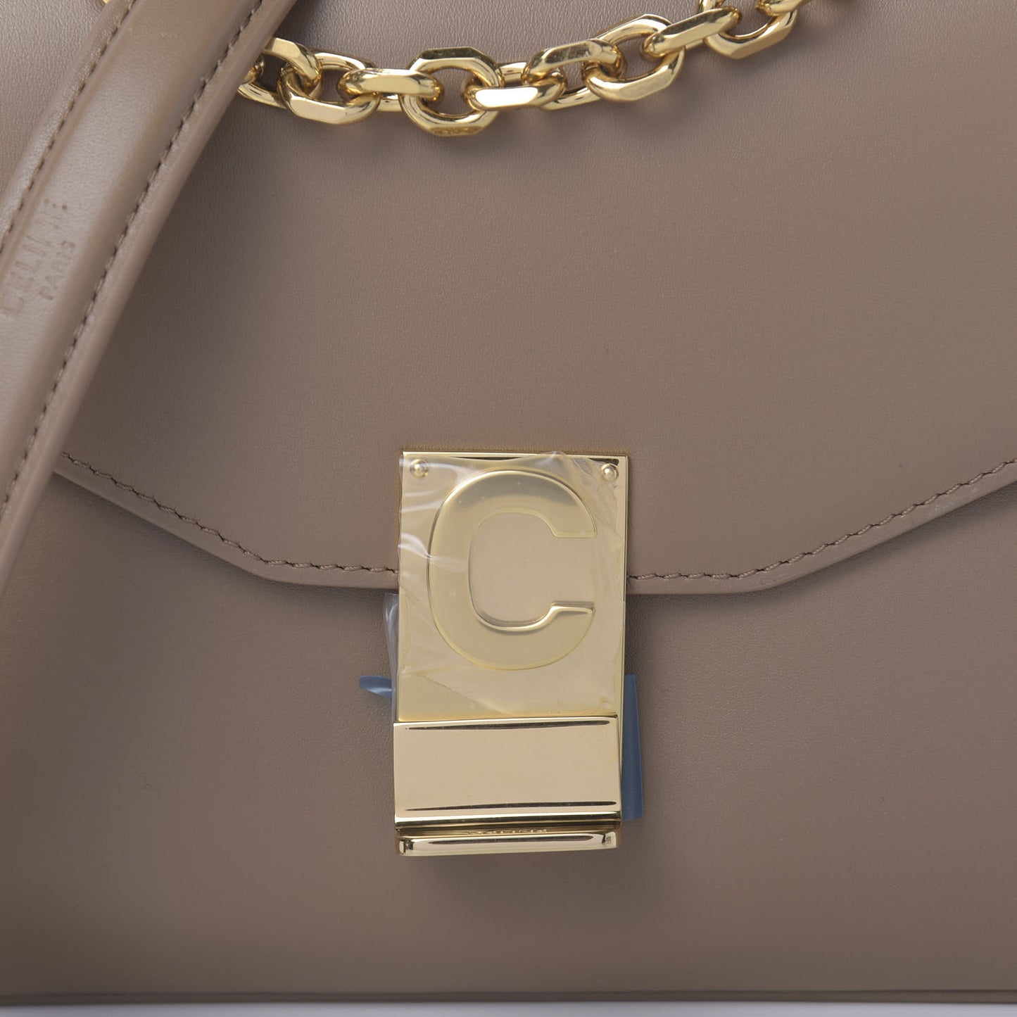 Shiny Calfskin Medium C Bag Light Camel