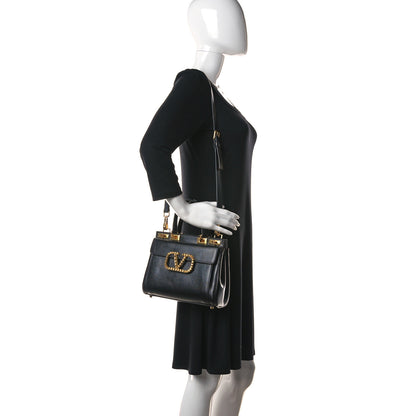 Valentino Garavani Grainy Calfskin Rockstud Medium Alcove Top-Handle Bag Black 2 of 16