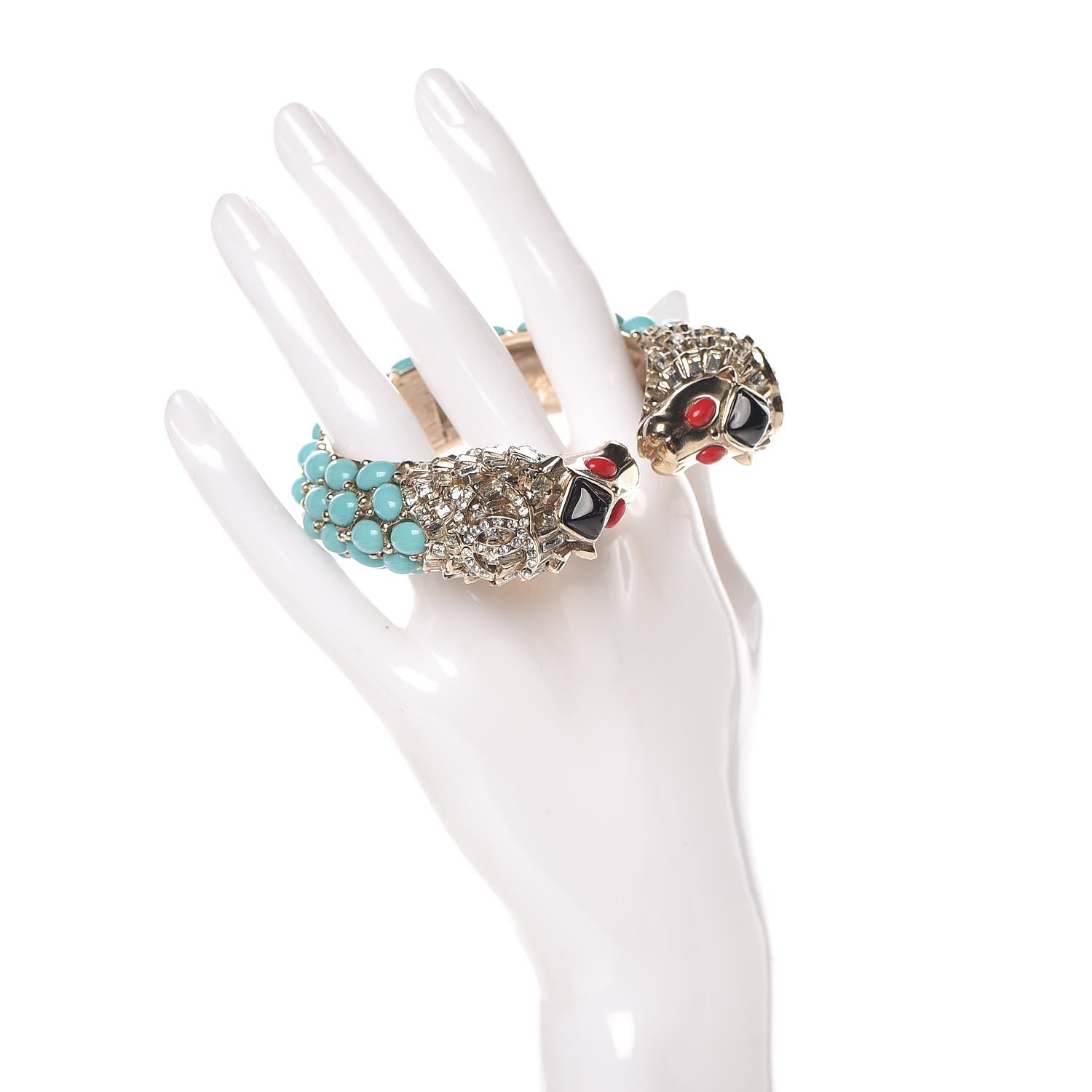 Chanel Crystal Lion Head Bracelet Gold 2 of 9