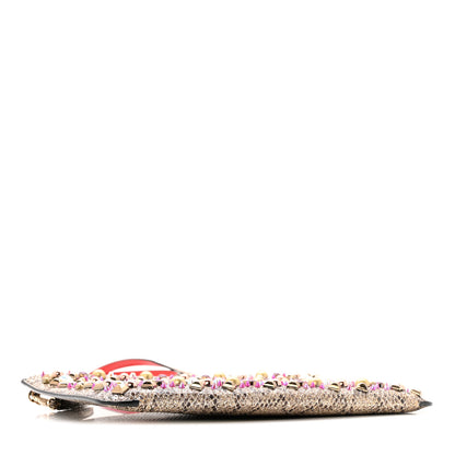 Christian Louboutin Metallic Snakeskin Embossed Spikes Loubiposh Clutch Gold Pink 4 of 12