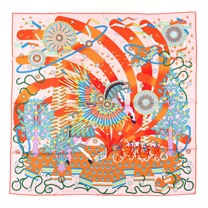Hermes Silk La Source De Pegase Scarf 90 Rose Pale Orange 1 of 3