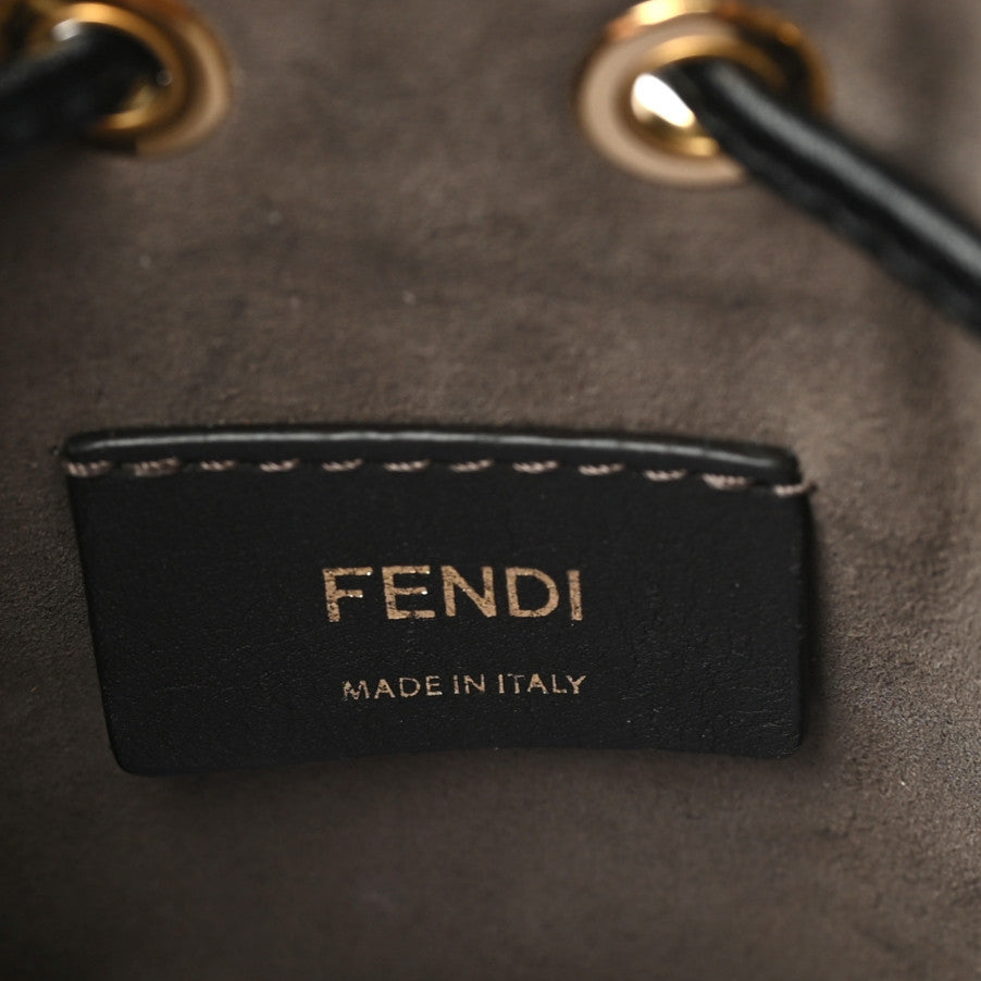 Vitello Liberty F is Fendi Bi-Color FF 1974 Embossed Mini Mon Tresor Bucket Bag Maya Black