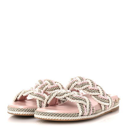 Valentino Garavani Silk Cord Calfskin Rockstud Rope Espadrille Wedge Sandals 39 Pink 4 of 11