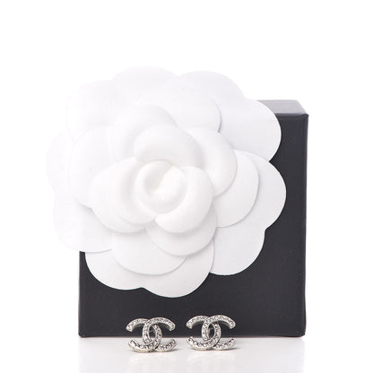 Chanel Crystal CC Earrings Silver 5 of 5