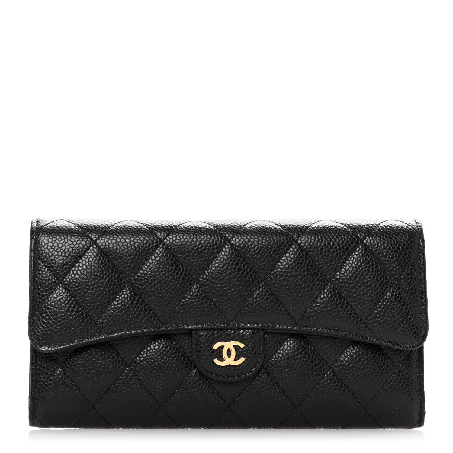 Chanel Caviar Quilted Large Gusset Flap Wallet Black 1 of 14