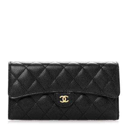 Chanel Caviar Quilted Large Gusset Flap Wallet Black 1 of 14