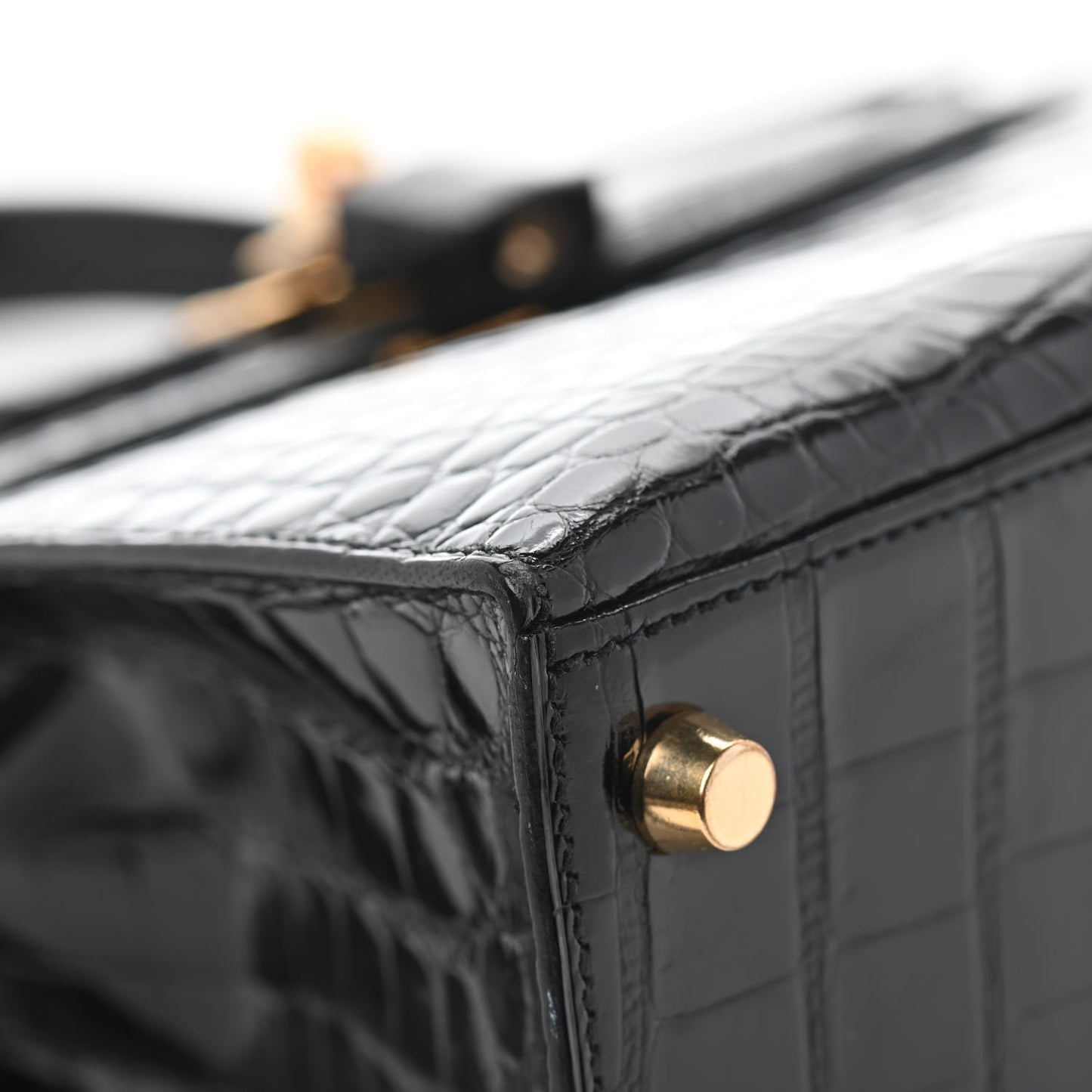 Shiny Alligator Kelly Sellier 25 Black