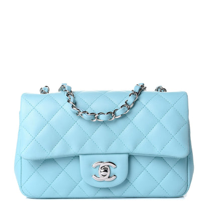 Chanel Lambskin Quilted Mini Rectangular Flap Neon Blue 1 of 4