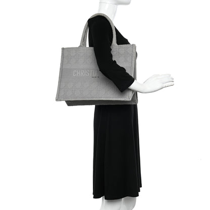 Christian Dior Canvas Embroidered Cannage Medium Book Tote Stone 3 of 10