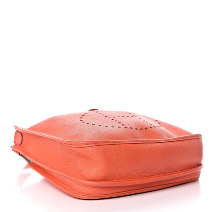 Hermes Taurillon Clemence Amazone Evelyne III PM Orange Poppy Bleu Saint Cyr 4 of 11