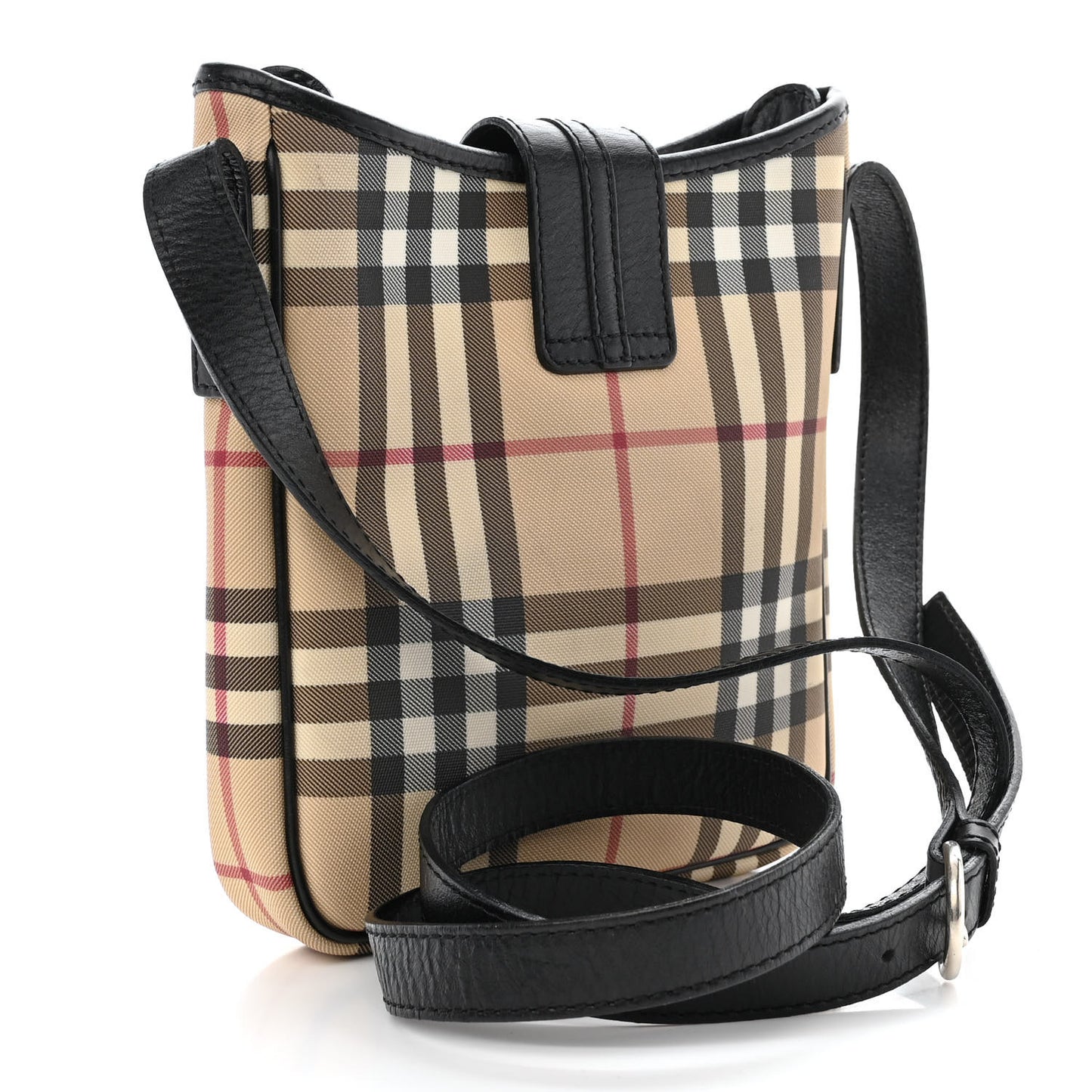 Haymarket Check Buckle Crossbody Bag Black