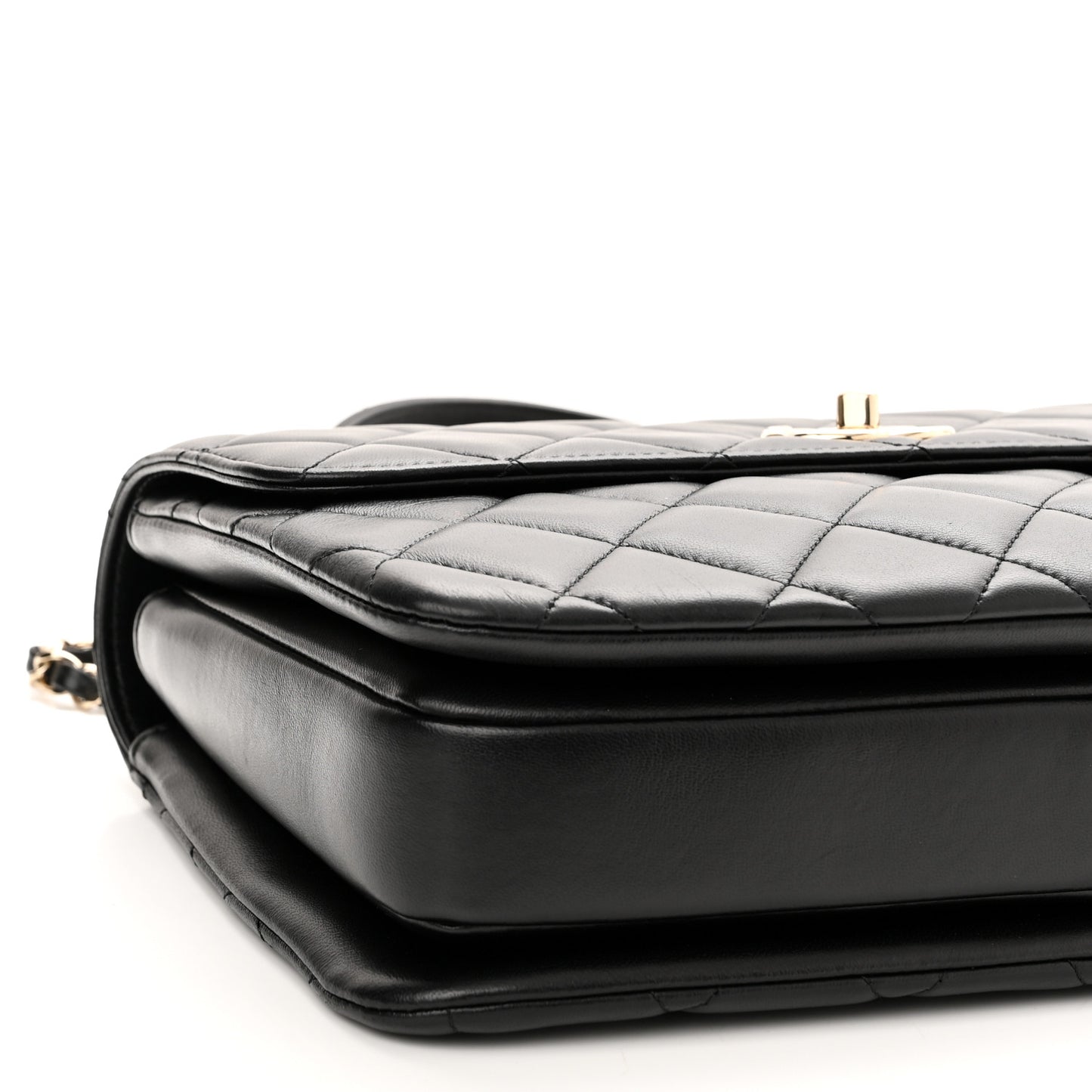 Lambskin Quilted Medium Trendy CC Flap Dual Handle Bag Black