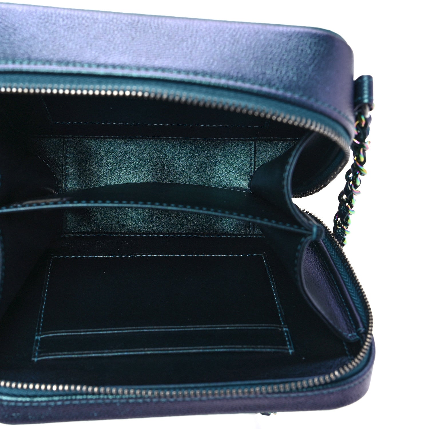 Chanel Iridescent Caviar Quilted Vanity Clutch With Chain Dark Turquoise 5 of 8