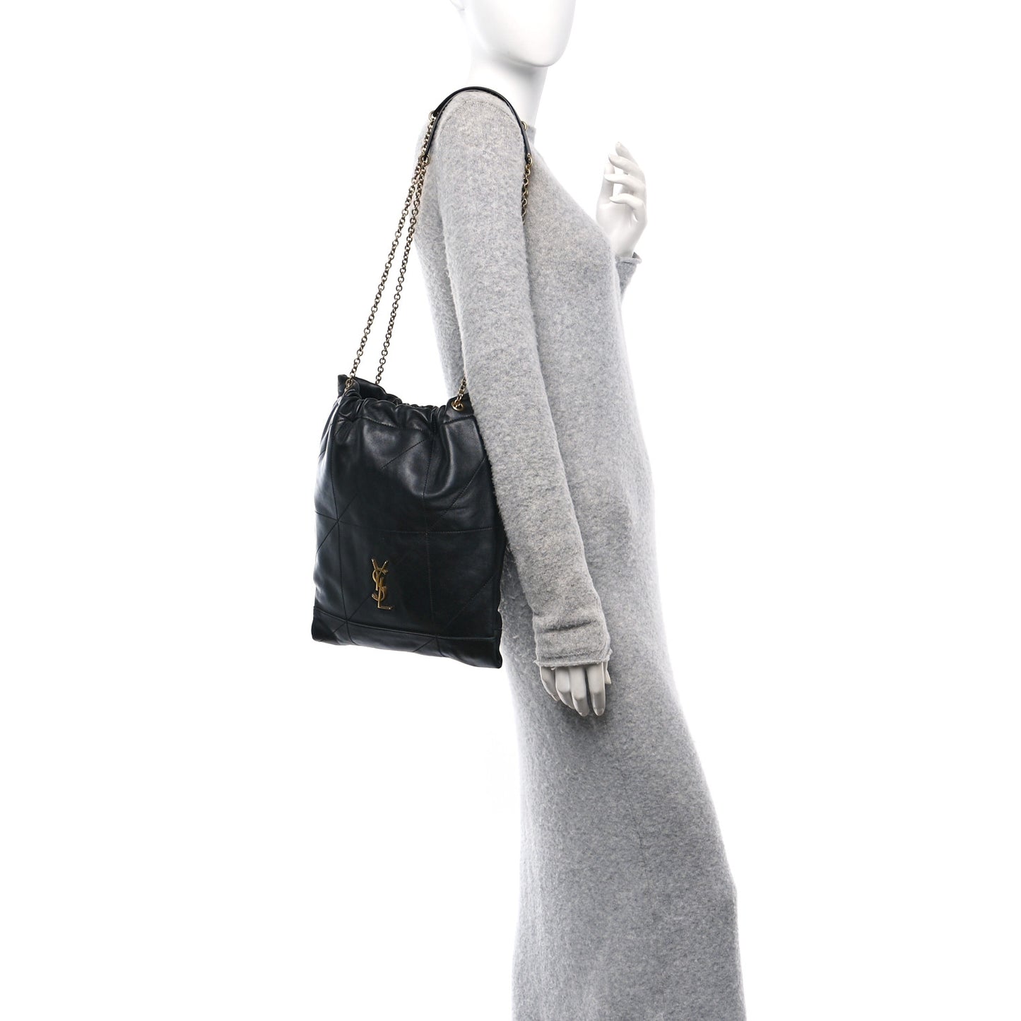 Lambskin Matelasse Monogram Medium Jamie 4.3 Pochon Black