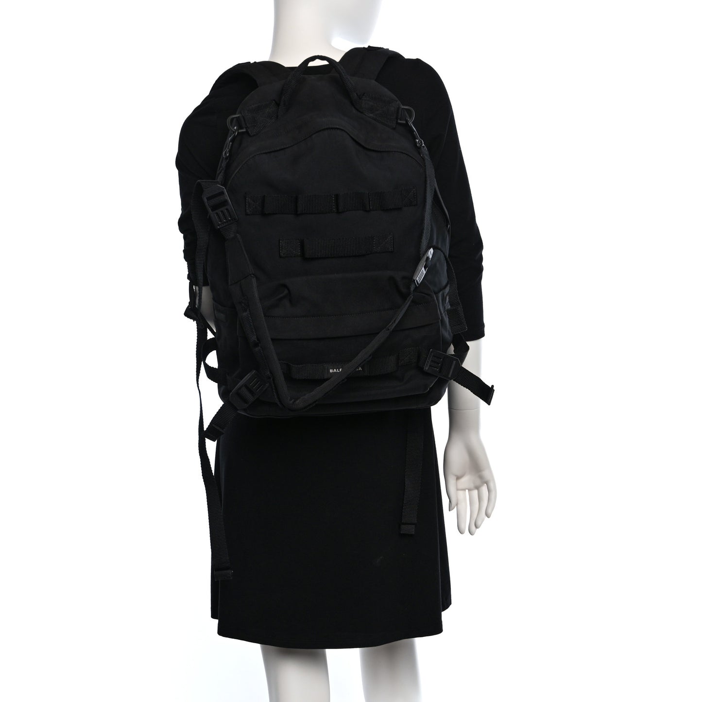 Nylon Logo Embroidered Medium Army Multicarry Backpack Black