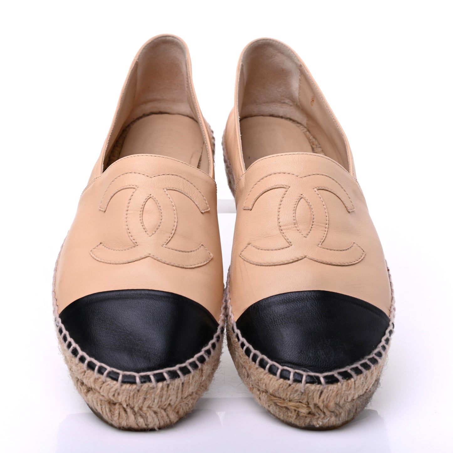 Lambskin CC Espadrilles 39 Beige Black