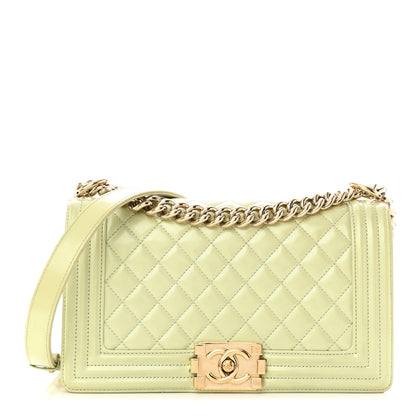 Chanel Patent Quilted Medium Boy Flap Light Green 1 of 9