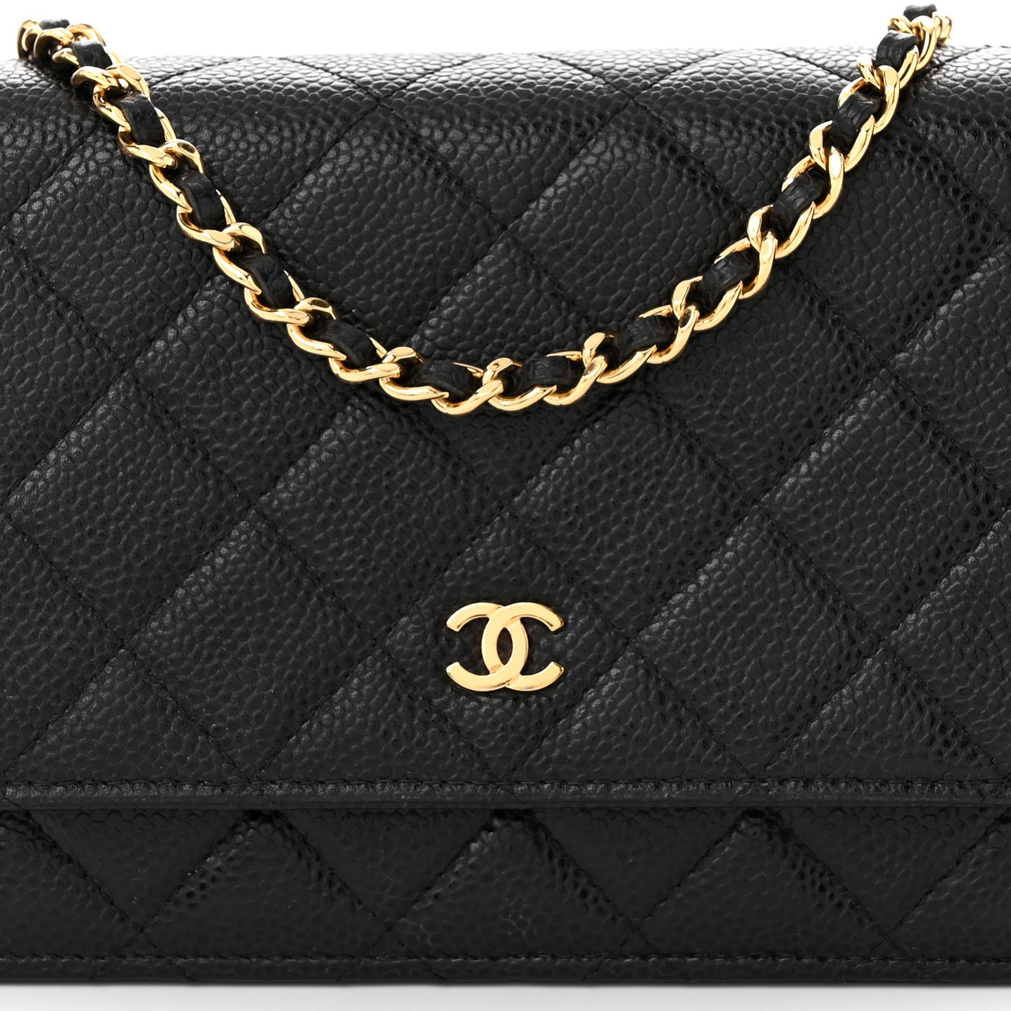 Caviar Quilted Wallet on Chain WOC Black