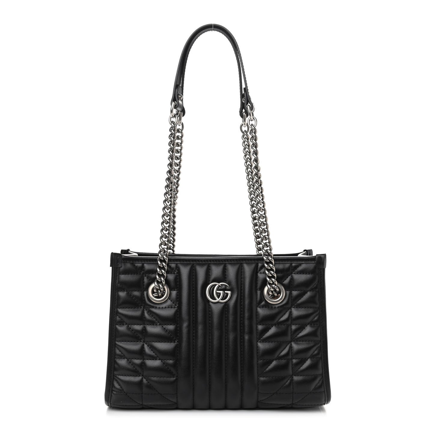 Calfskin Matelasse Aria Small GG Marmont Shoulder Tote Black
