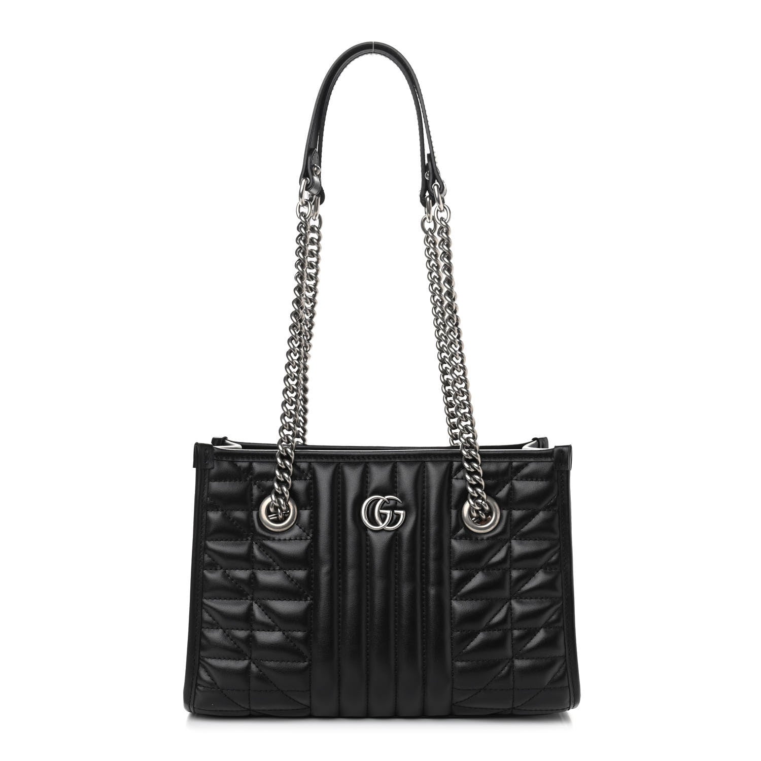 Gucci Calfskin Matelasse Aria Small GG Marmont Shoulder Tote Black 1 of 11