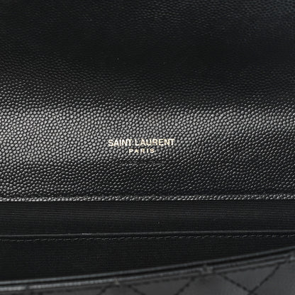 Saint Laurent Grain De Poudre Textured Mixed Matelasse Triquilt Monogram Clutch Black 7 of 11