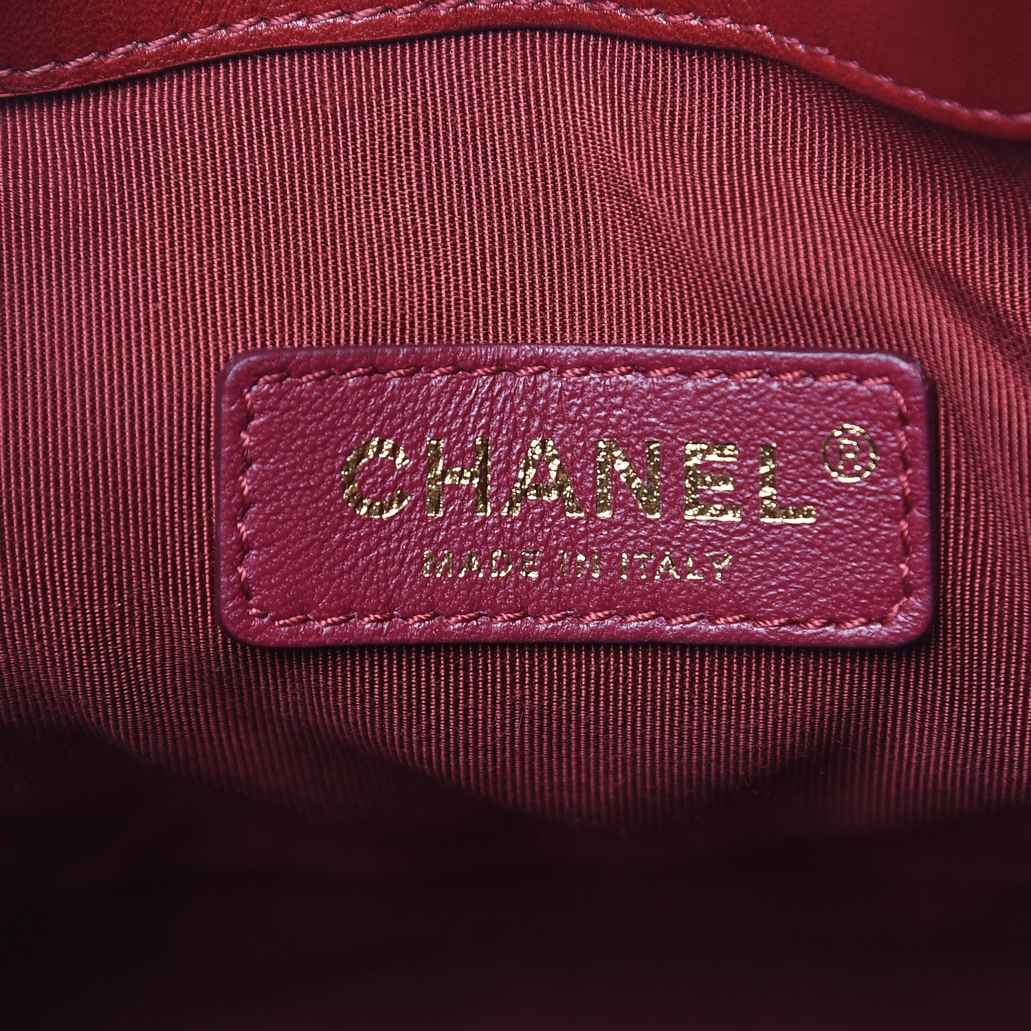 Chanel Sheepskin Chevron Quilted Small Drawstring Bag Dark Red 6 of 10