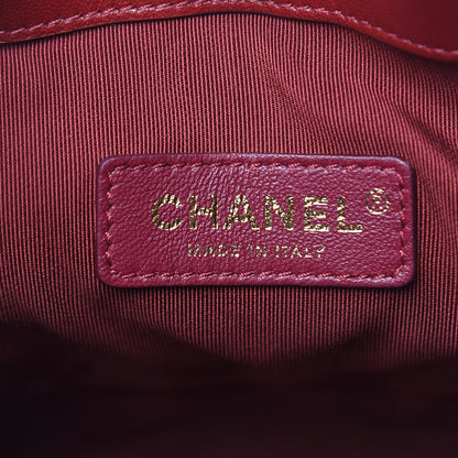 Chanel Sheepskin Chevron Quilted Small Drawstring Bag Dark Red 6 of 10