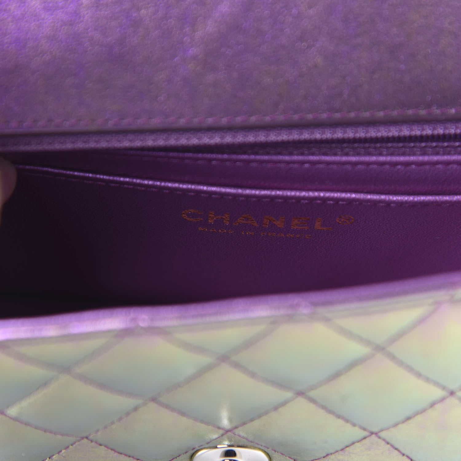 Chanel Iridescent Lambskin Quilted Mini Rectangular Flap Purple 8 of 11