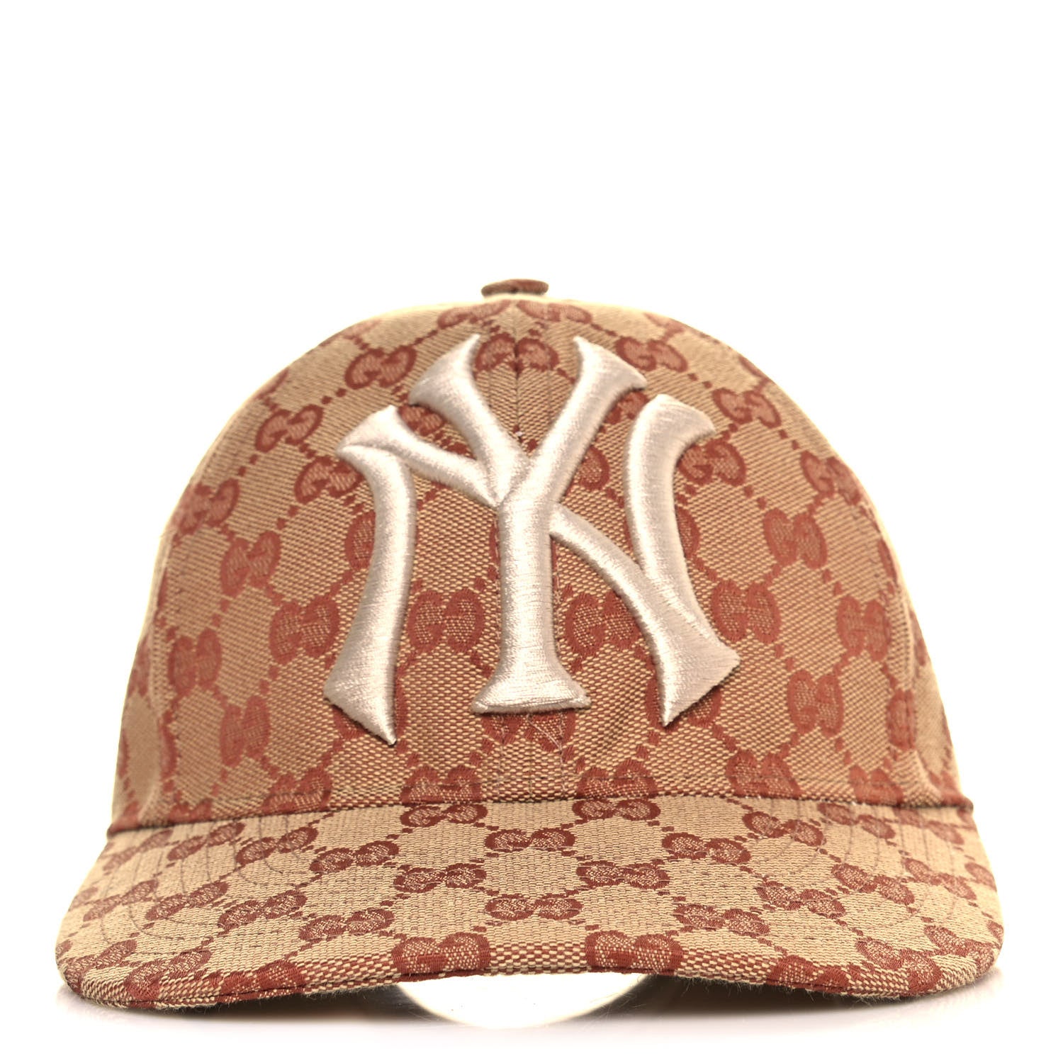 Gucci X MLB Monogram NY Yankees Baseball Hat 57-61 Beige Ruggine 2 of 8