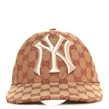 Gucci X MLB Monogram NY Yankees Baseball Hat 57-61 Beige Ruggine 2 of 8