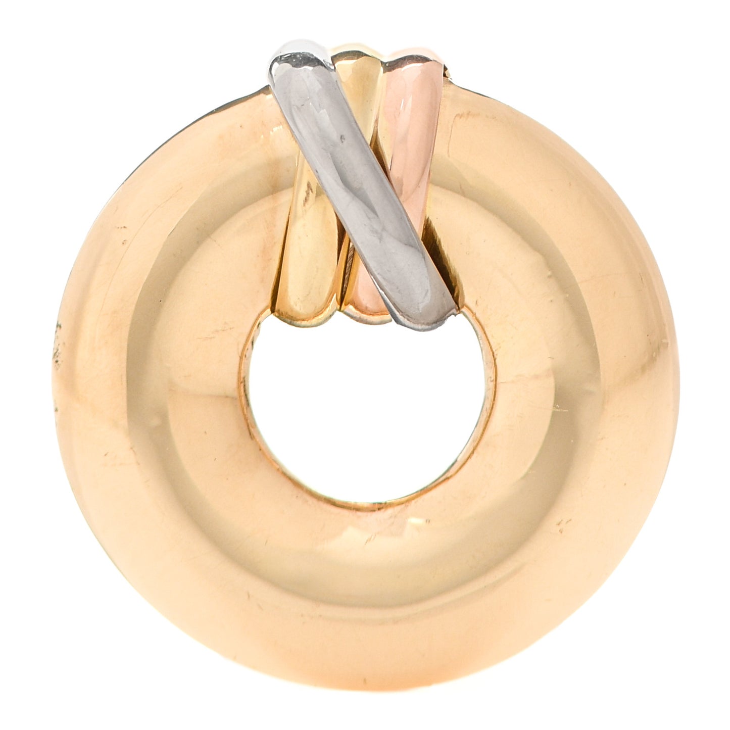 18K Yellow White Pink Gold Trinity Circle Pendant