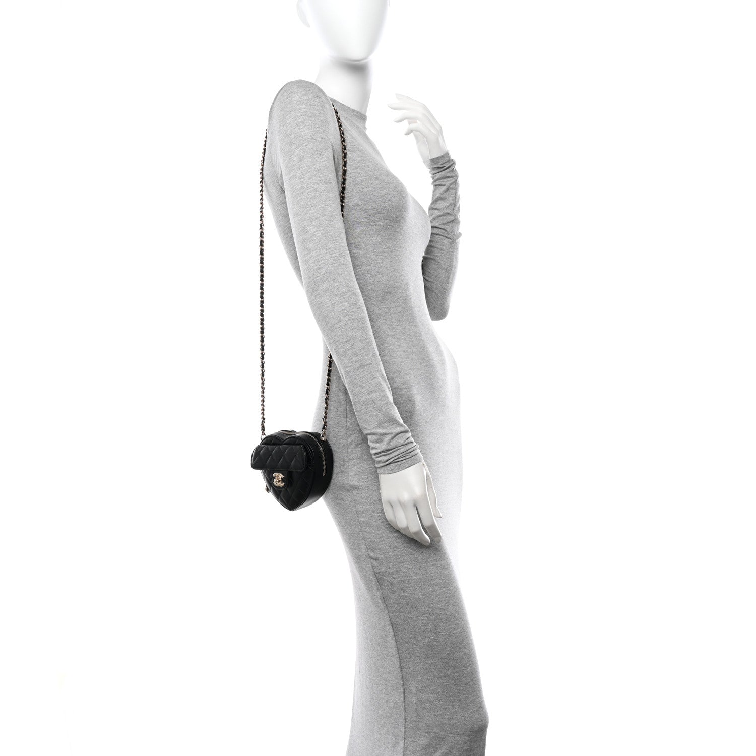 Chanel Lambskin Quilted CC In Love Heart Clutch With Chain Black 2 of 10