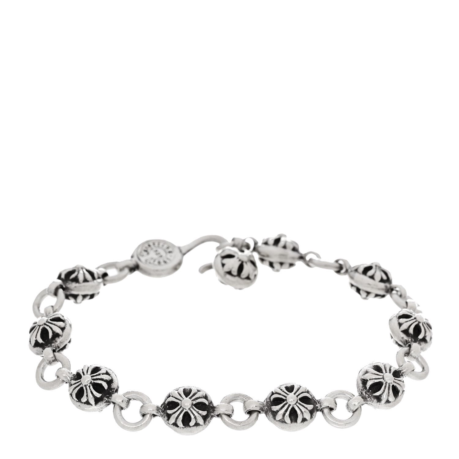 Chrome Hearts Sterling Silver Cross Ball Bracelet 1710016
