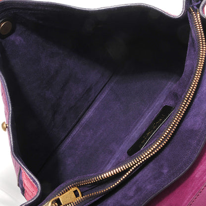 Saint Laurent Nubuck Crocodile Embossed Medium Muse Two Mauve Fuschia 7 of 7