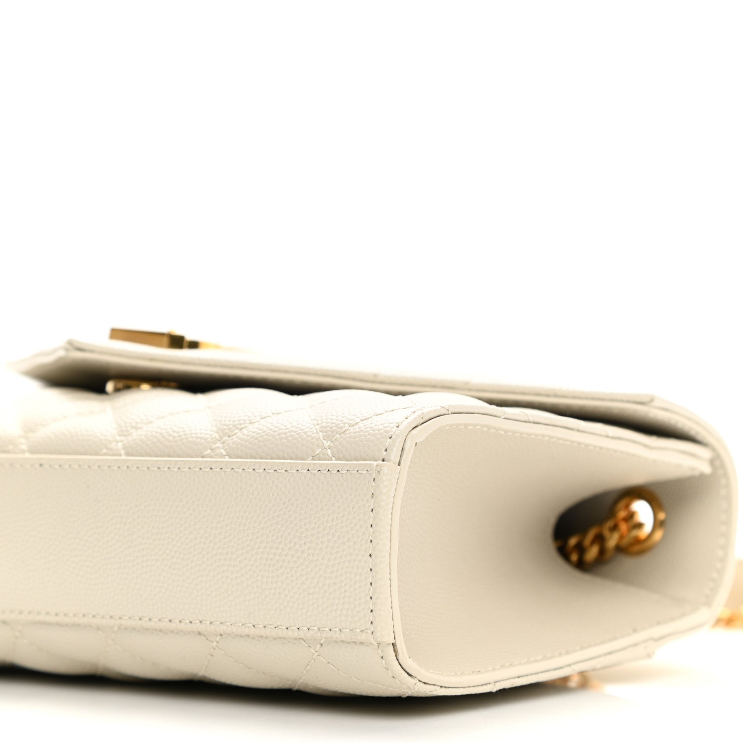 Saint Laurent Grain De Poudre Textured Mixed Matelasse Triquilt Small Monogram Satchel Crema Soft 10 of 10