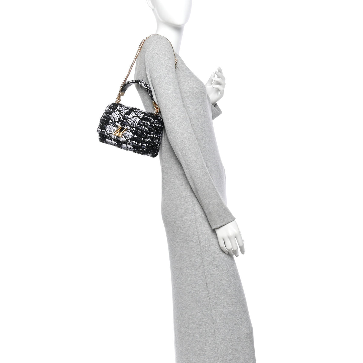 Louis Vuitton Tweed Malletage Top Handle GO-14 PM White Black 2 of 10