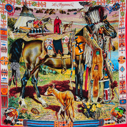 Hermes Silk Les Cheyennes Scarf 90 1 of 8