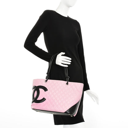 Chanel Calfskin Quilted Large Cambon Tote Pink Black 2 of 13
