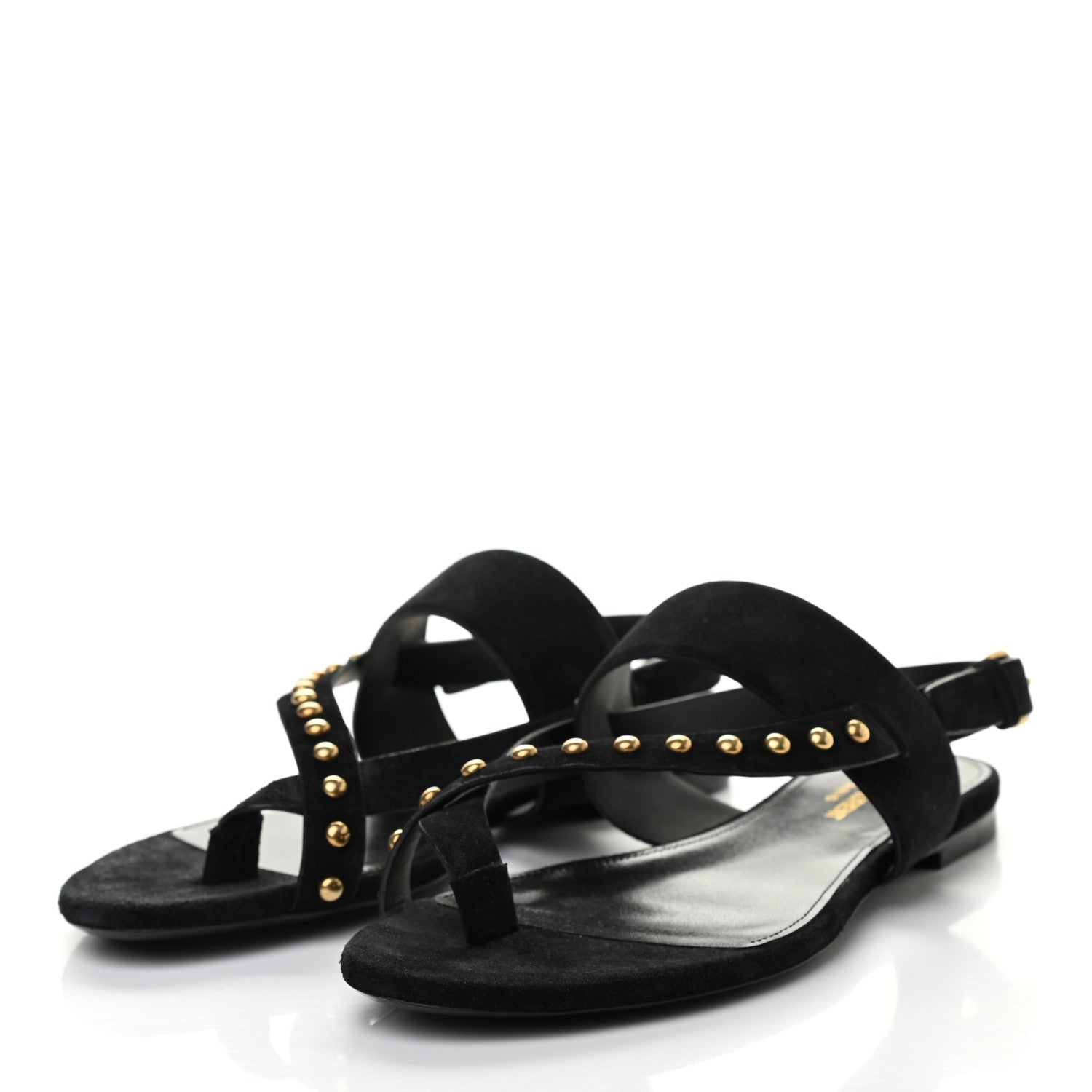 Saint Laurent Suede Studded Gia Sandals 38 Black 3 of 8