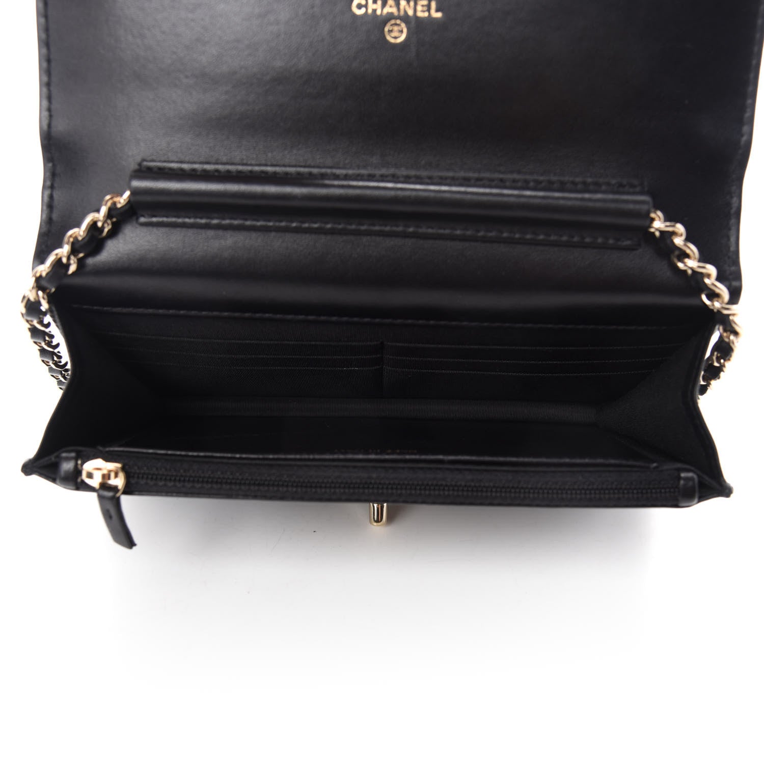 Chanel Patent Lambskin Quilted Wallet On Chain WOC Black 5 of 14