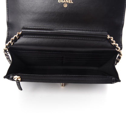 Chanel Patent Lambskin Quilted Wallet On Chain WOC Black 5 of 14