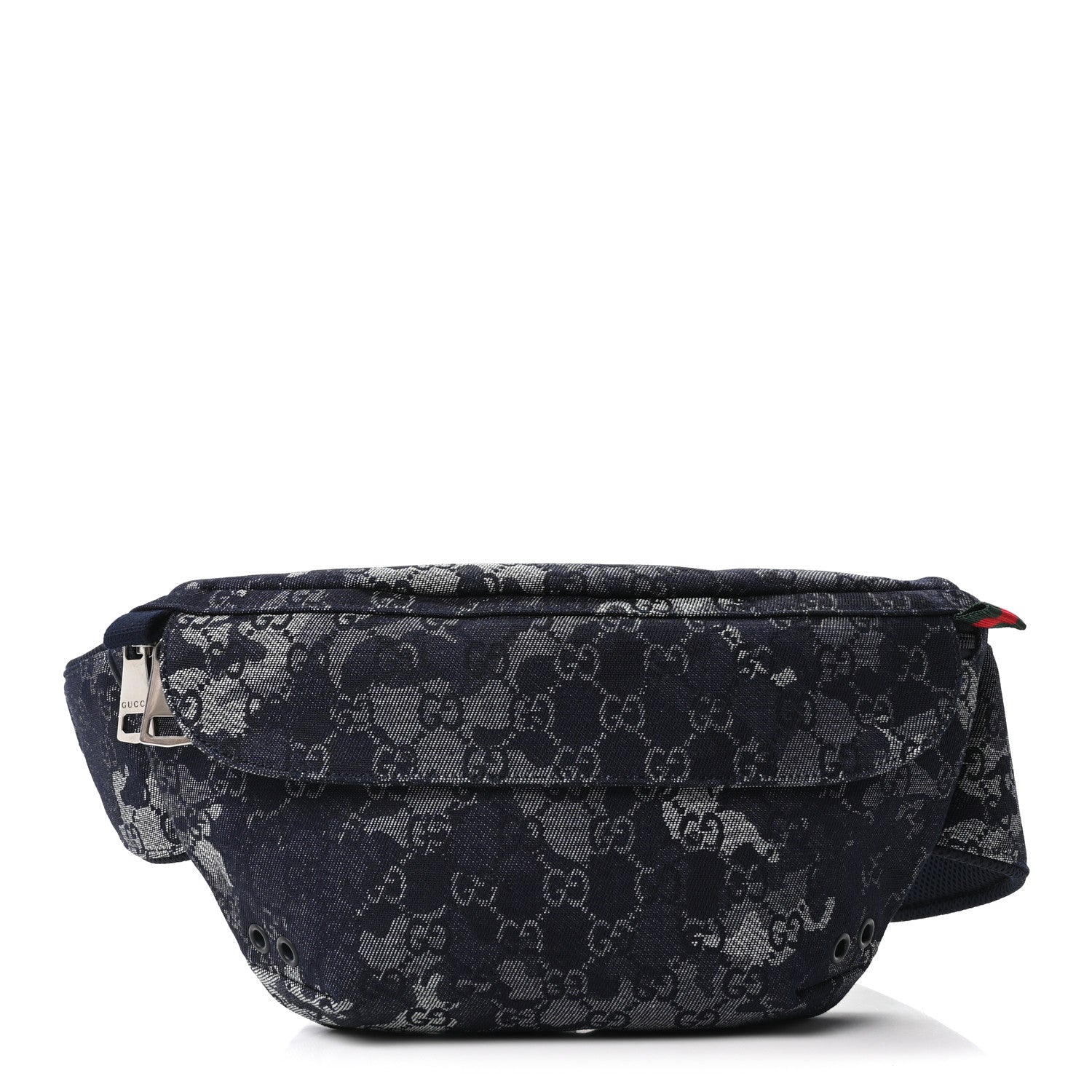 Gucci Denim Monogram Web Belt Bag Blue Multicolor 1 of 10