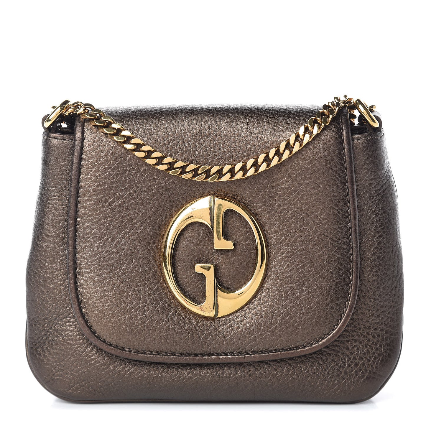 Metallic Pebbled Calfskin Small 1973 Chain Shoulder Bag Winter Leaf