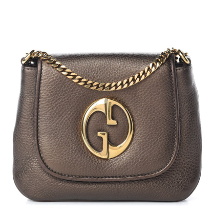 Gucci Metallic Pebbled Calfskin Small 1973 Chain Shoulder Bag Winter Leaf 1 of 14