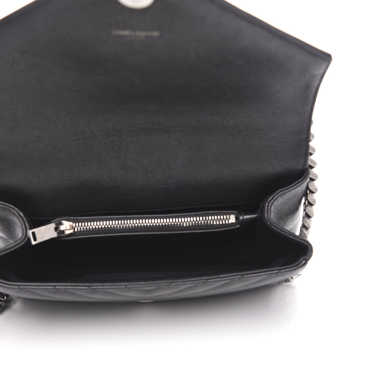 Sheepskin Matelasse Chevron Monogram Medium College Bag Black