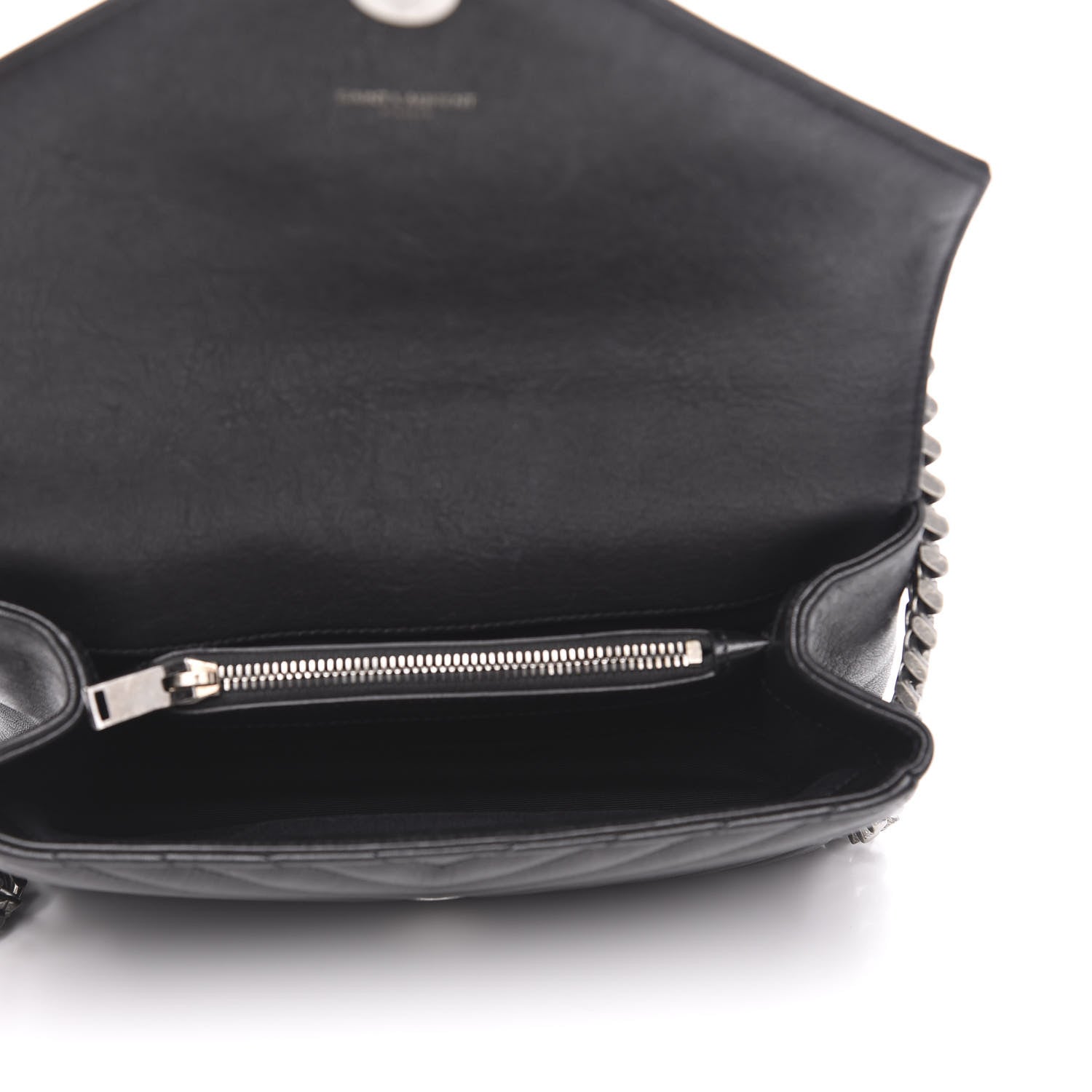Saint Laurent Sheepskin Matelasse Chevron Monogram Medium College Bag Black 5 of 12