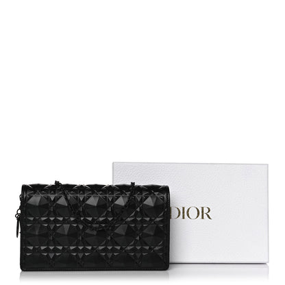 Christian Dior Calfskin Cannage Diamond Lady Dior Chain Wallet Black 10 of 10
