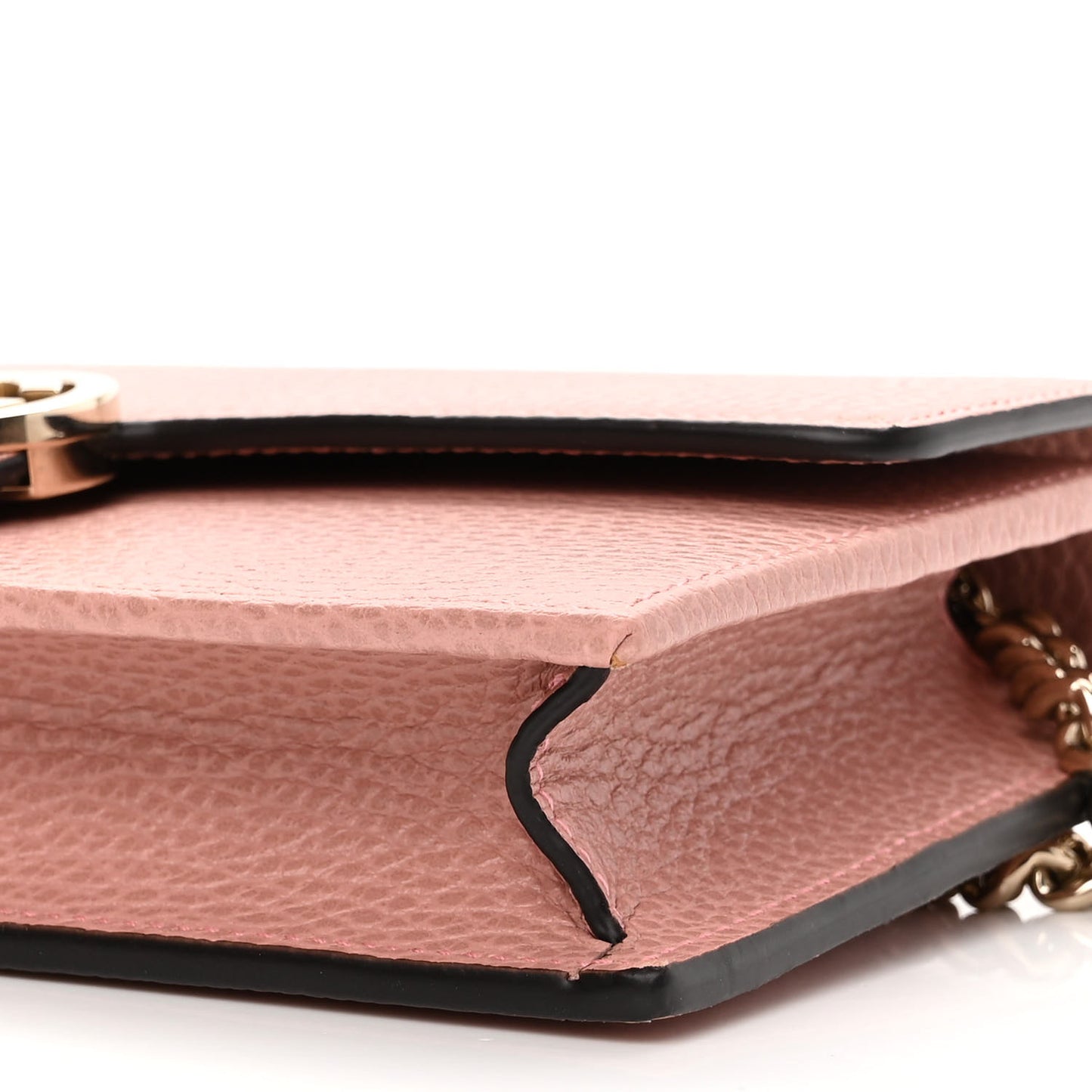 Dollar Calfskin Interlocking G Chain Wallet Soft Pink